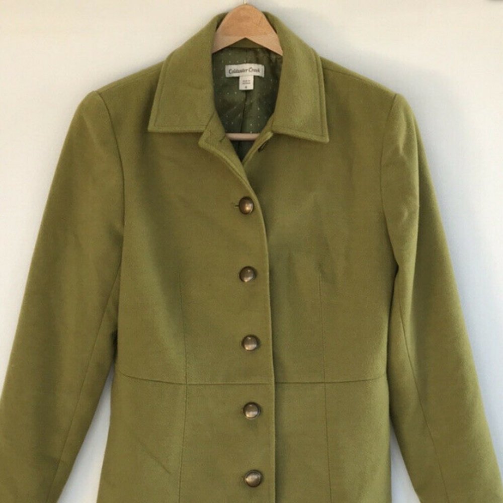 Pea coat women's button blouse green